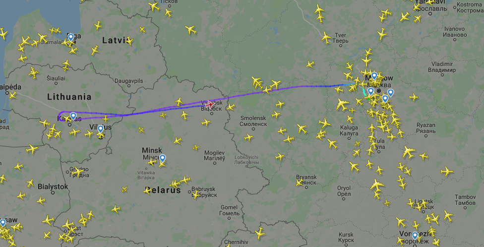 Скриншот портала Flightradar