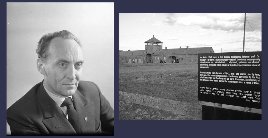 Слева на фотографии Хорст Шуман. Справа — остатки здания в Освенциме II (Биркенау), где Шуман совершал медицинские зверства. Фото © Wikipedia