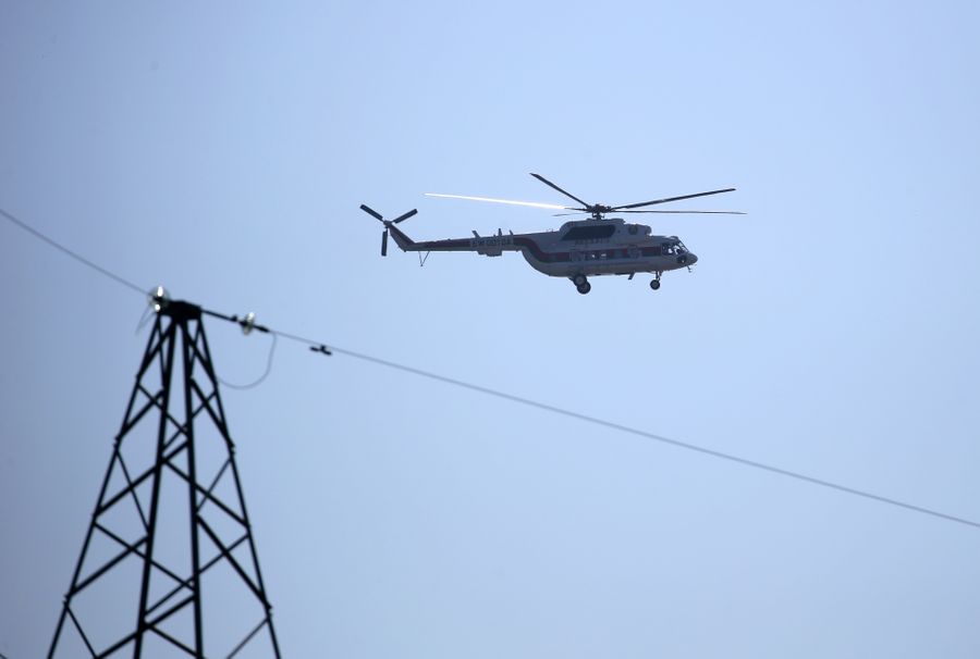 <p>Вертолёт Александра Лукашенко. Фото © ТАСС / Наталия Федосенко</p>
