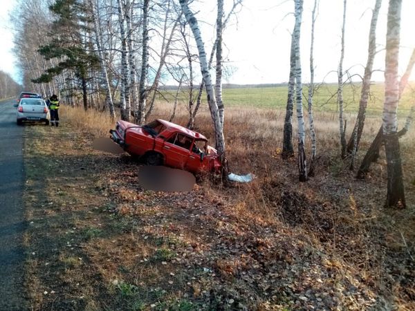 Под Красноярском "Жигули" вылетели с дороги и врезались в дерево, три человека погибли