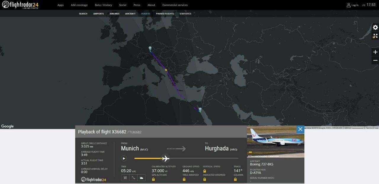 Скриншот сайта flightradar24