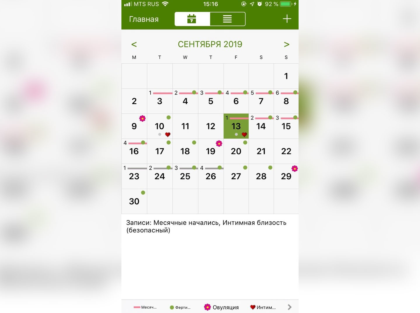 Календарь менструации на мобильный
