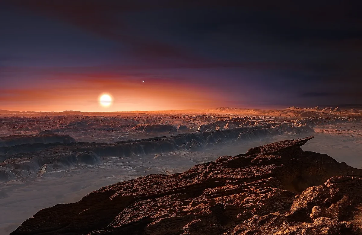 Пейзаж планеты Proxima Centauri b в представлении художника. Фото © Wikipedia / ESO / M. Kornmesser