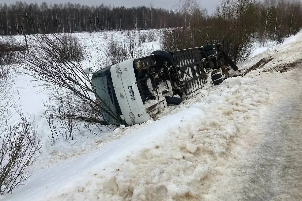 В Ярославской области опрокинулся автобус со школьниками. Обложка © t.me / Прокуратура Ярославской области