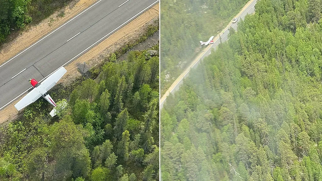 Самолёт вынужденно сел на трассу в Мурманской области. Фото © Telegram / Северо-Западная транспортная прокуратура