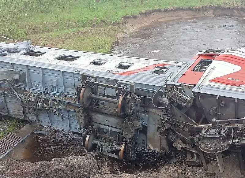 Место схода пассажирского поезда № 511 Воркута – Новороссийск. Фото © Северо-Западная транспортная прокуратура