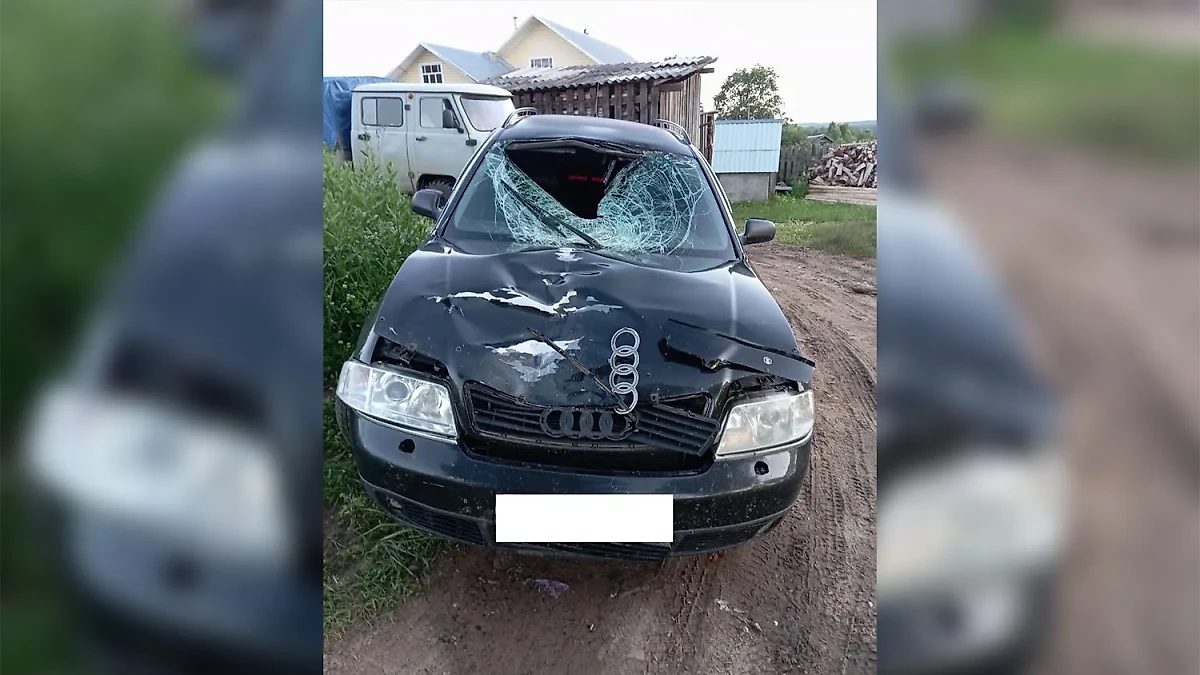 Машина виновника ДТП после аварии. Фото © Telegram / Новости Кирова — Pro Город