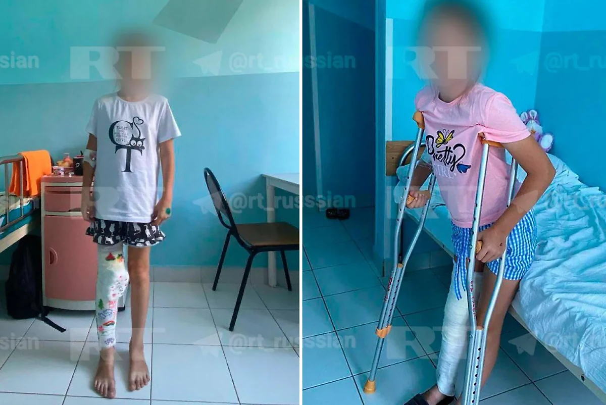 Пострадавшая от дрона ВСУ девочка из Суджи. Обложка © Telegram / RT