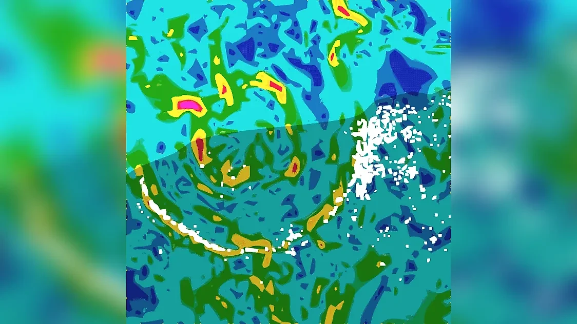 Карта гравитационных аномалий на месте кратера Чикшулуб. Фото © Wikipedia / Milan Studio