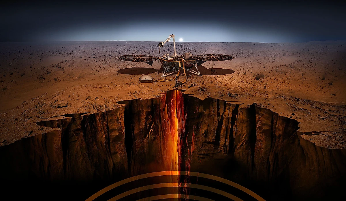 Под поверхностью Марса обнаружены резервуары воды. Обложка © Wikipedia / NASA