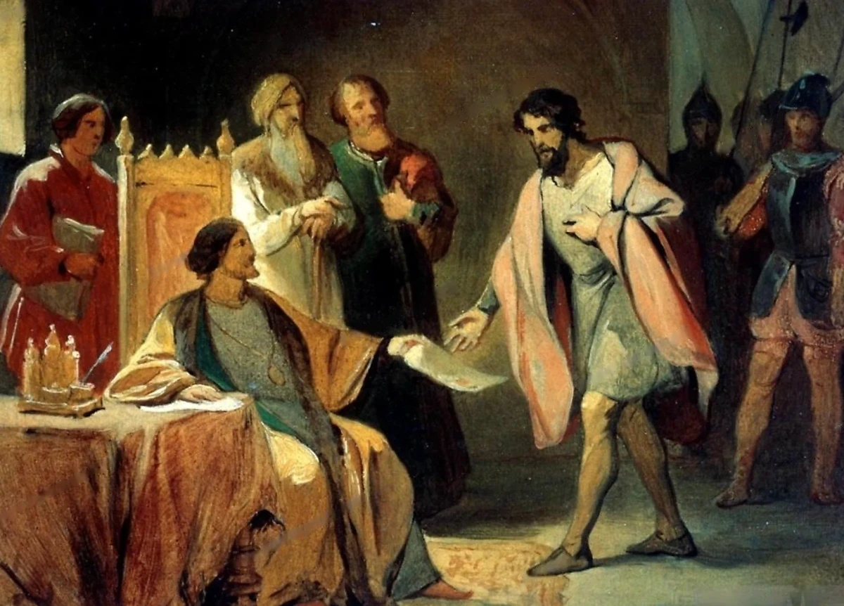 Впервые в истории 25-метровую колонну переместили в 1455 году. «Царь Иван III поручает Аристотелю Фиораванти заказ на чеканку монет в 1479 году» Фото © Wikipedia / Басин Пётр Васильевич