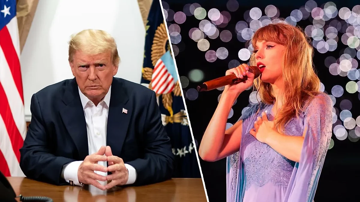 Дональд Трамп и Тейлор Свифт. Обложка © Instagram (соцсеть запрещена в РФ; принадлежит корпорации Meta, которая признана в РФ экстремистской) / taylorswift / Flicrk / Trump White House Archived