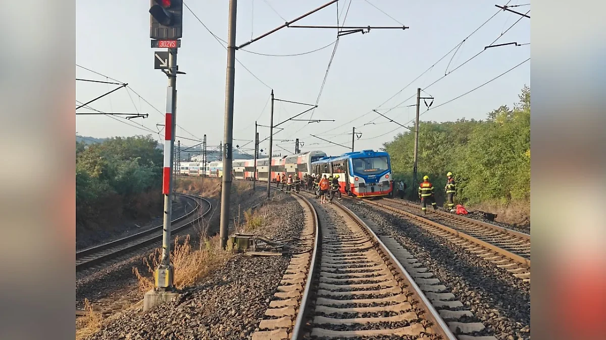 Место столкновения поездов в Чехии. Фото © X / HasiciPraha