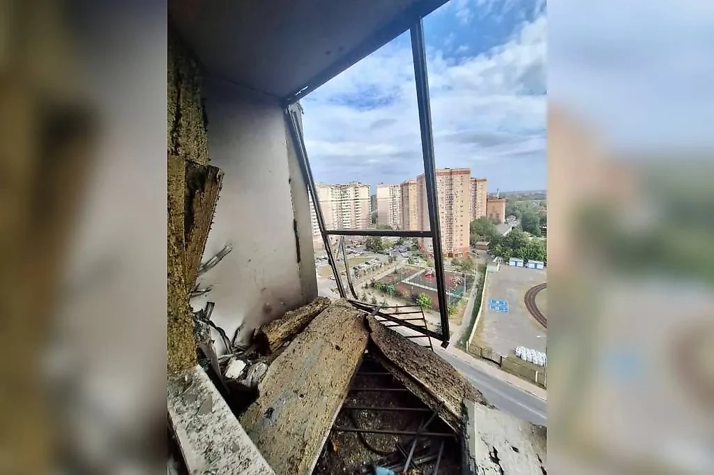 Последствия попадания украинского беспилотника в многоэтажку в Раменском. Фото © Министерство ЖКХ Подмосковья