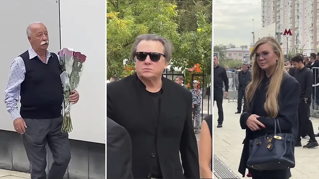 Проститься с умершей легендой КВН Александром Масляковым пришли Леонид Якубович, Константин Эрнст и Алла Михеева. Фото © Life.ru