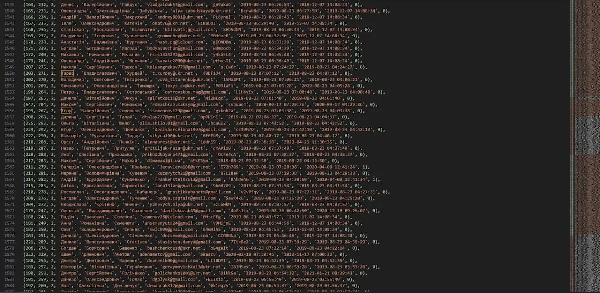 Слитые данные сотрудников СБУ. Фото © Telegram / EvilWeb