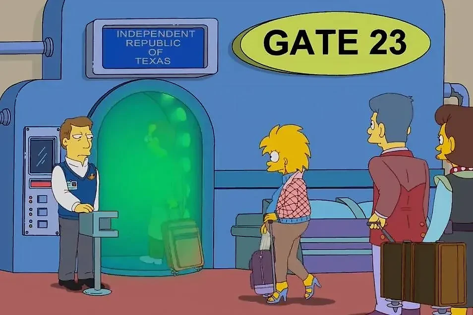 Момент, в котором один из героев мультсериала отправляется в "независимую республику Техас". Обложка © Кадр из мультсериала "Симпсоны" / Fox