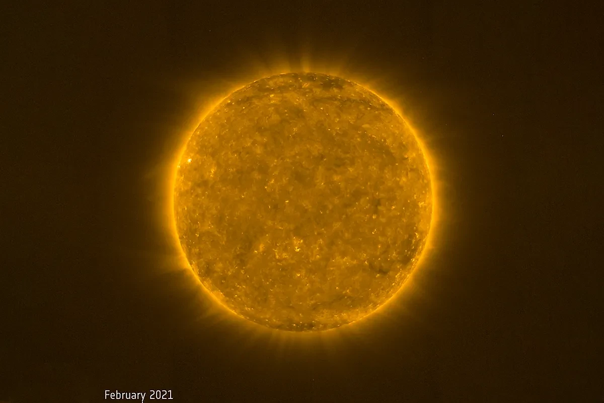 Снимок Солнца, сделанный зондом Solar Orbiter в 2021 году. ЕКА — Удивительный всплеск активности Солнца на снимке Solar Orbiter (esa.int)