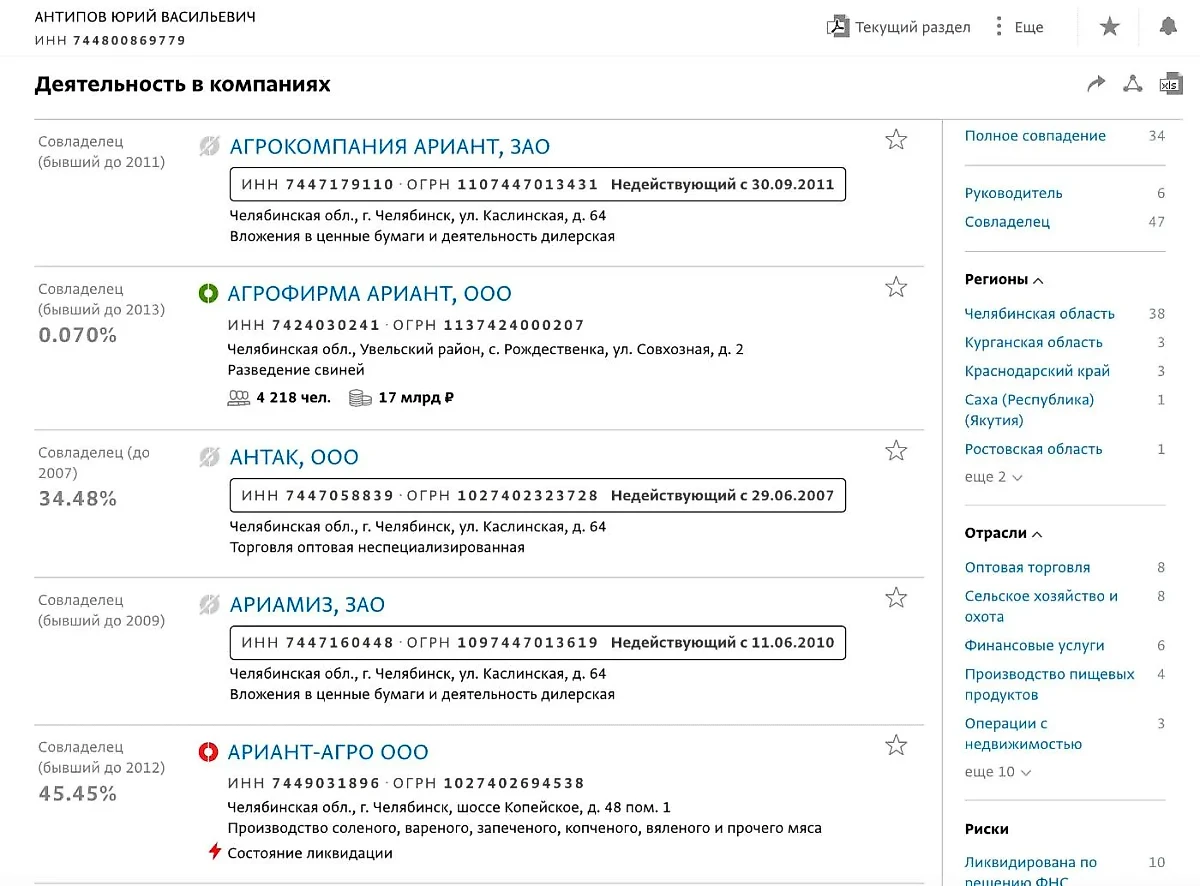 Де-юре в России Юрий Антипов не владеет ничем. Фото © "СПАРК-Интерфакс"