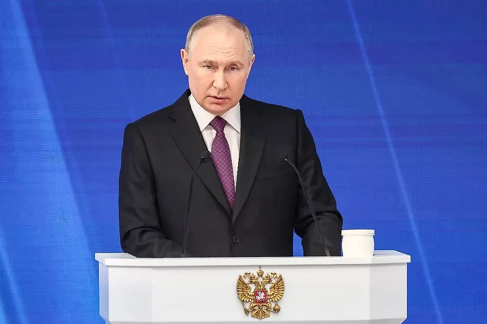 29 февраля Владимир Путин обратился к Федеральному собранию с более чем двухчасовой речью. Фото © ТАСС / Сергей Бобылев