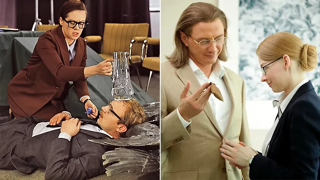 Смотреть советские фильмы лучше в оригинале, иначе от современных версий вам будет стыдно. Фото © "Служебный роман" режиссёр Эльдар Рязанов, сценарист Эмиль Брагинский, "Служебный роман. Наше время" режиссёр Сарик Андреасян, сценарист Николай Ковбас / Kinopoisk