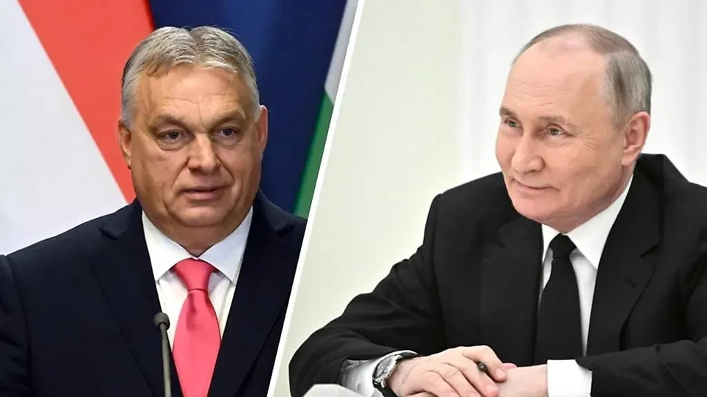 Виктор Орбан и Владимир Путин. Коллаж © ТАСС / EPA / Kremlin.ru