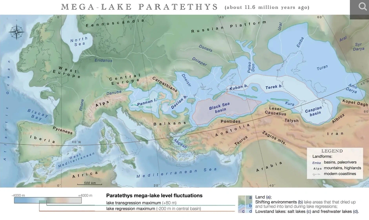 Карта древнего моря Паратетис. Обложка © X / Wrath Of Gnon