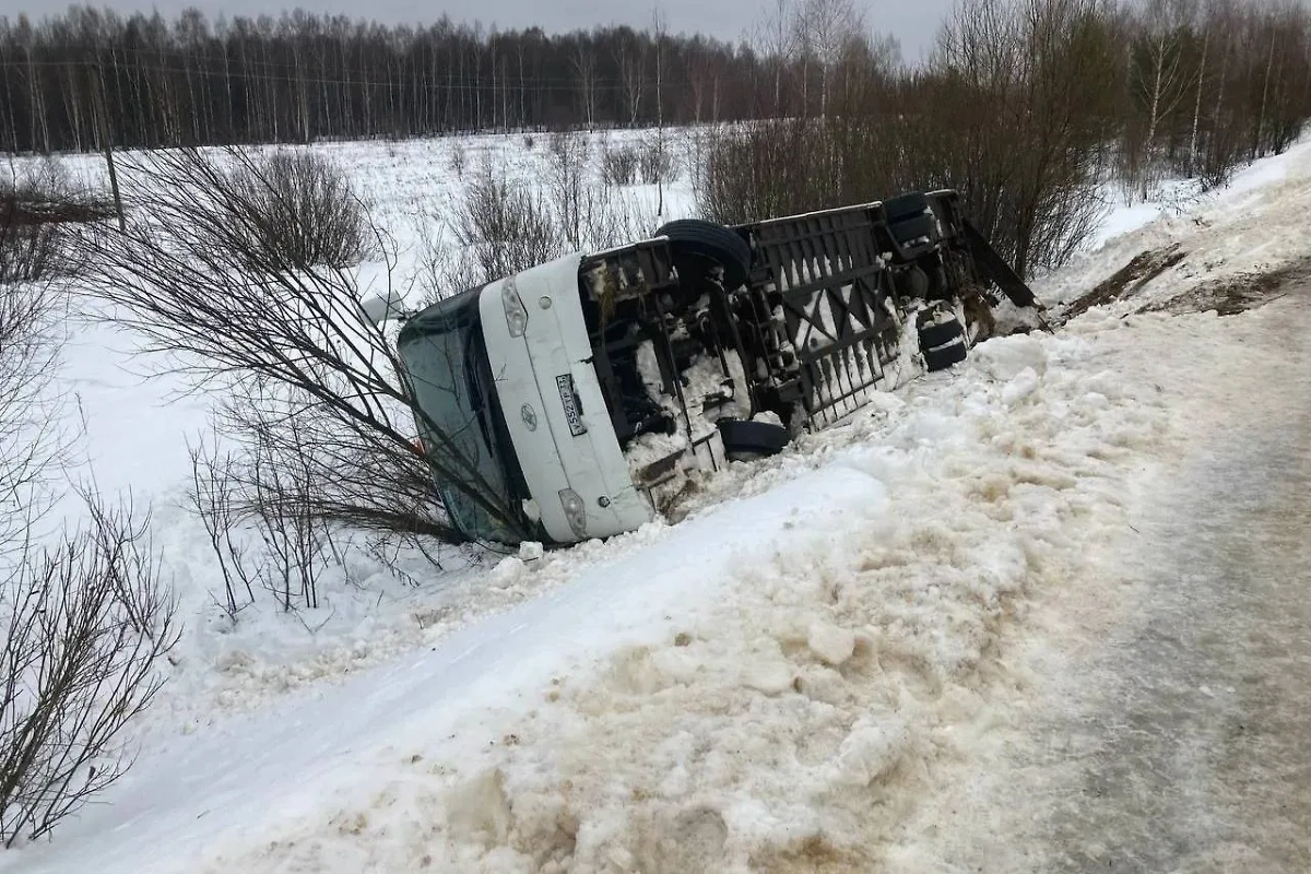 В Ярославской области опрокинулся автобус со школьниками. Обложка © t.me / Прокуратура Ярославской области