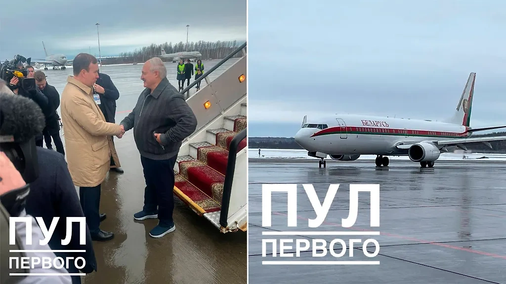 Лукашенко прилетел в Петербург для участия в заседании ЕАЭС. Обложка © t.me / Пул Первого