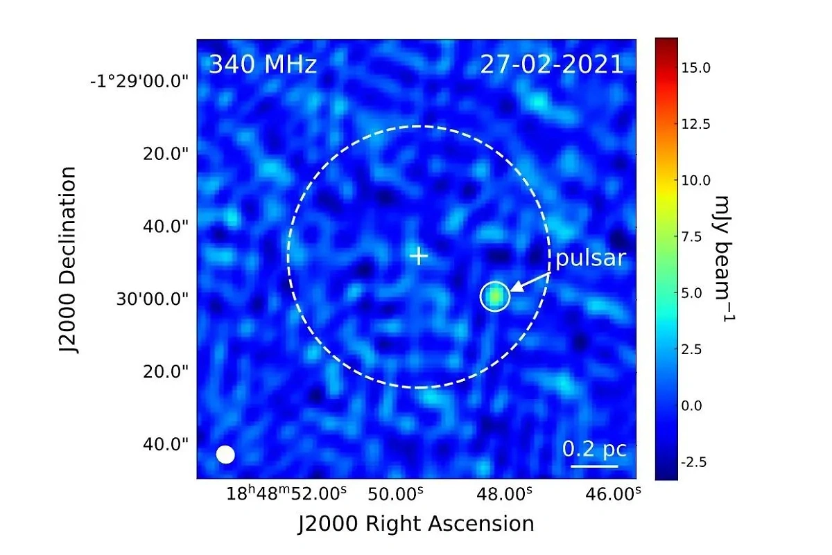 Первое изображение пульсара, полученное 27 февраля 2021 года. Фото © arXiv
