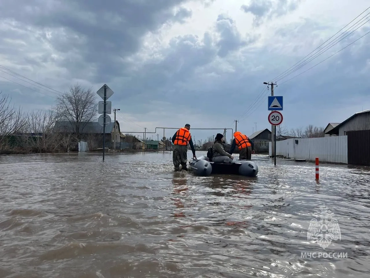 Работа спасателей в зоне подтопления в Самарской области. Обложка © Telegram / МЧС Самарской области