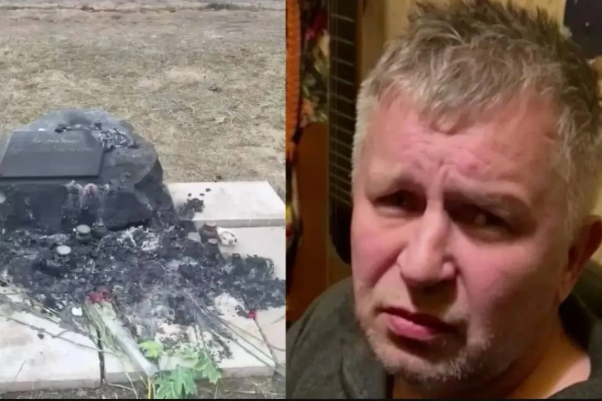 Сожжённый мемориал жертвам "Крокуса" в Москве и поджигатель Валерий Д. Обложка © Telegram / Новомосковский ТИНАО / 77.мвд.рф