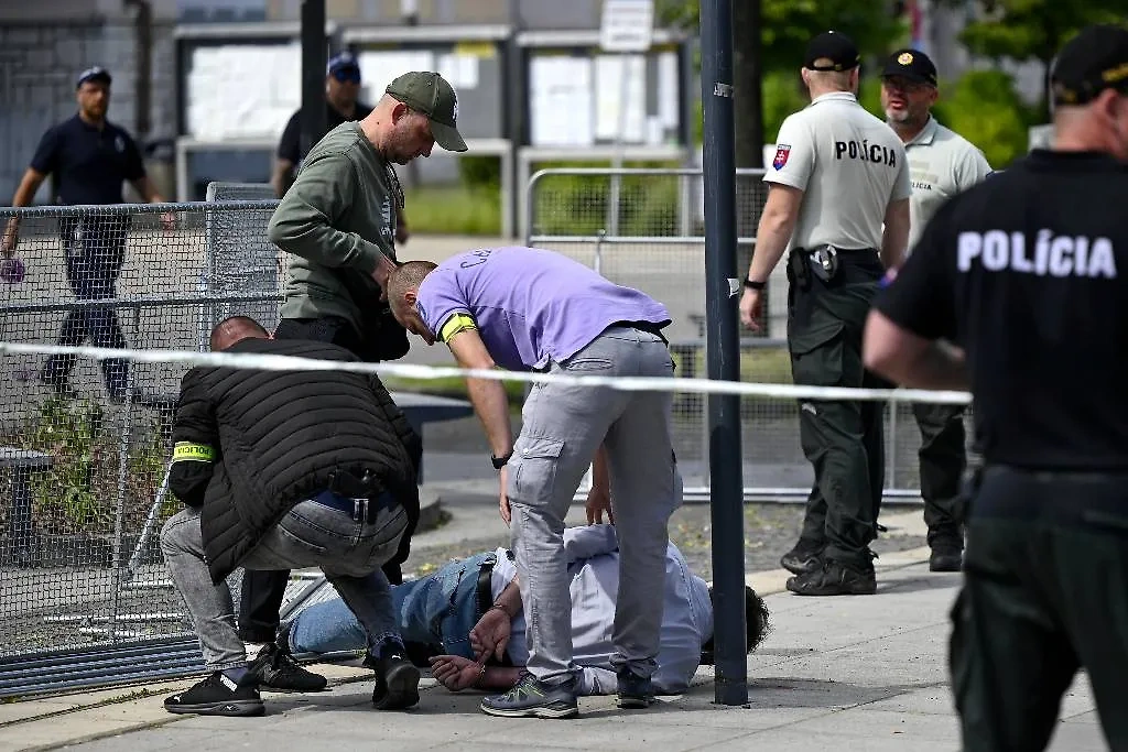 Задержание подозреваемого в совершении вооружённого нападения на премьер-министра Словакии Роберта Фицо. Обложка © AP / TASS 