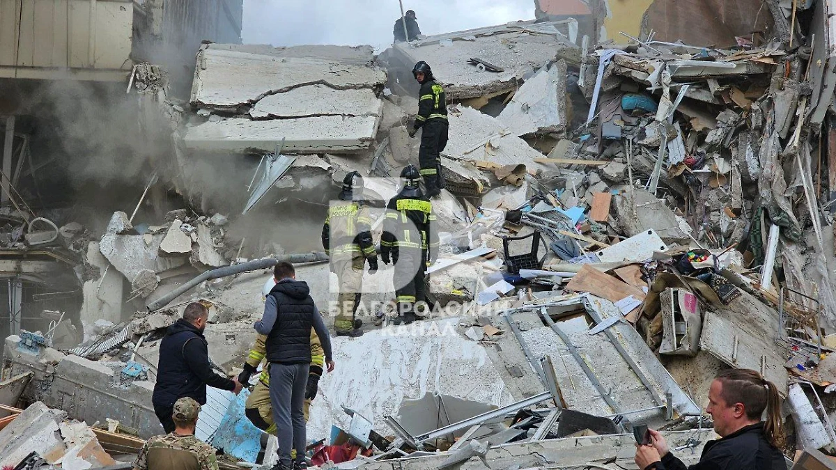 Последствия обрушения дома. Фото © Telegram / Белгородский канал