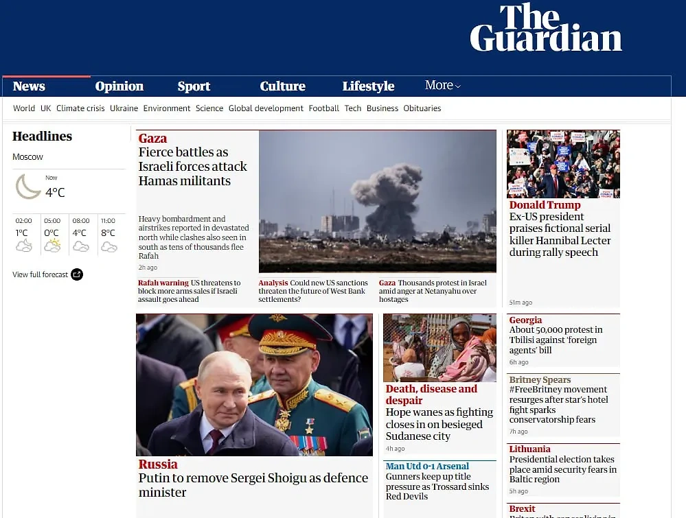 The Guardian — о смене главы Минобороны России. Фото © theguardian.com