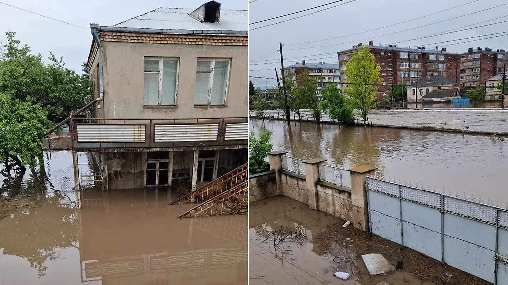 Город Ташир подтоплен из-за наводнения. Обложка © Telegram / "Армянская вендетта"