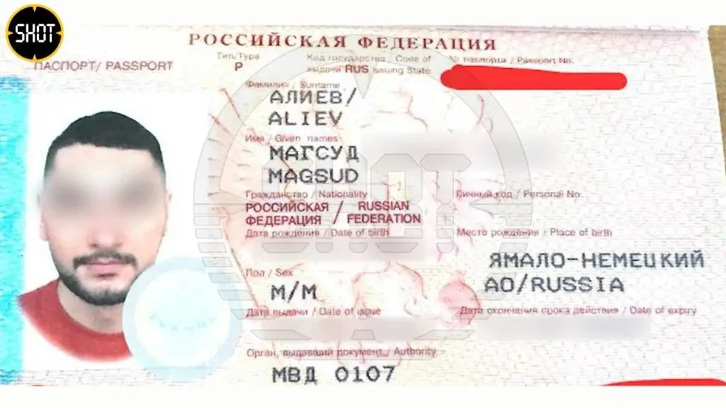 Загранпаспорт россиянина, где указано, что он родился в "Ямало-Немецком АО". Фото © Telegram / SHOT