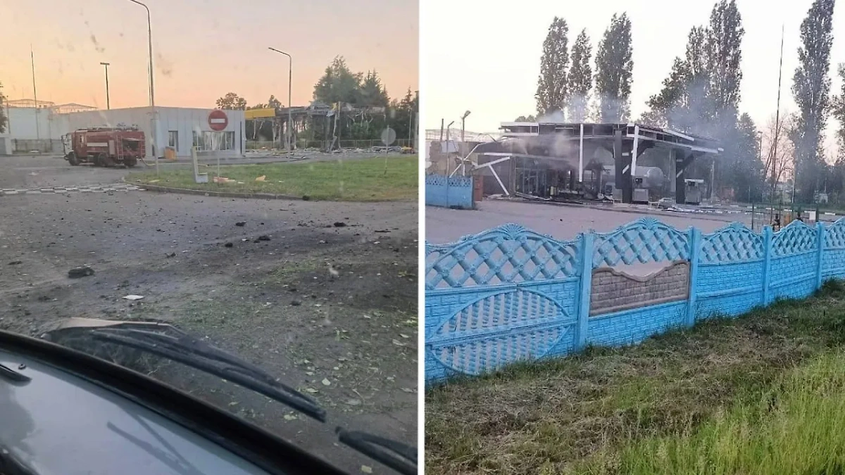 Заправка в Орловской области, пострадавшая при атаке БПЛА. Обложка © Telegram / "Подслушано Ливны"