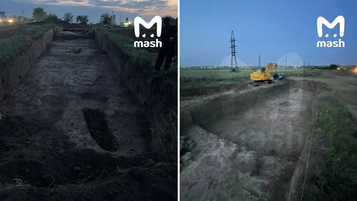 Раскопки на месте обнаружения захоронения в Дагестане. Фото © Mash