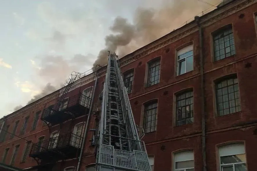 Кадр с места пожара на швейной фабрике в Ногинске. Обложка © Telegram / МЧС России