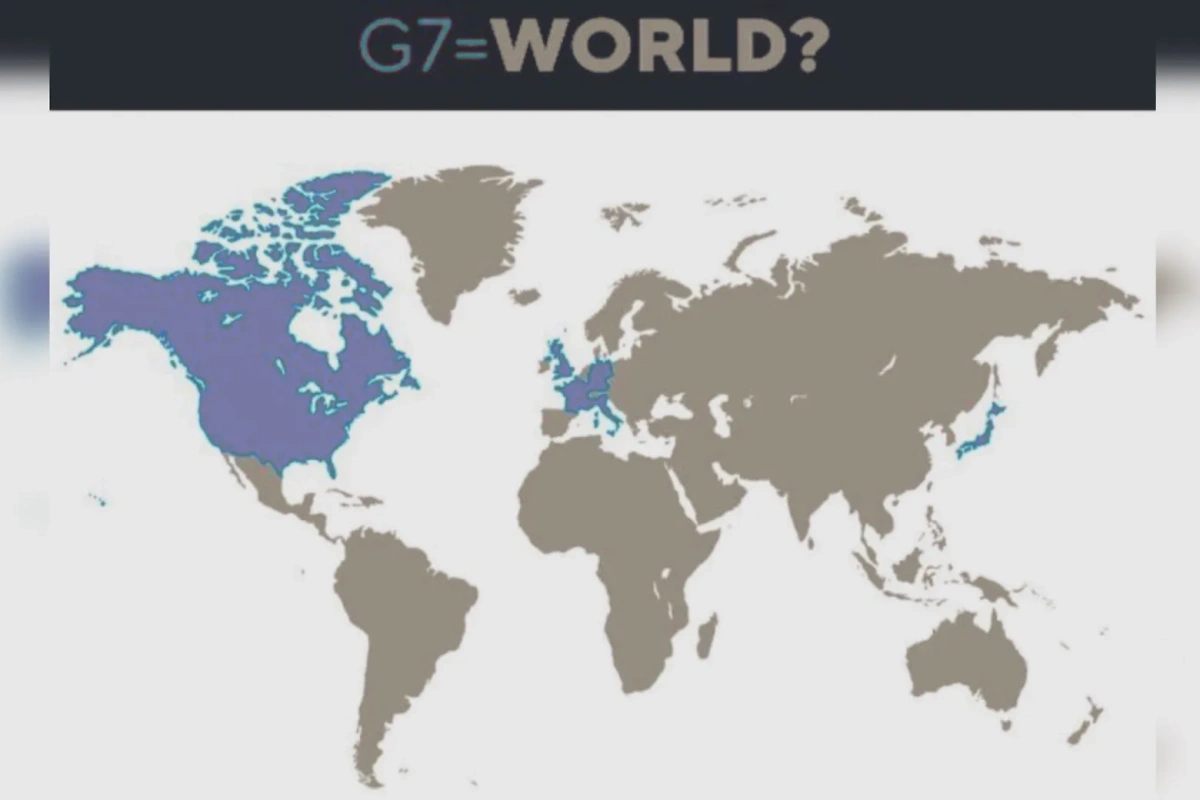 Карта с отмеченными странами, входящими в G7. Фото © Х / CGMeifangZhang