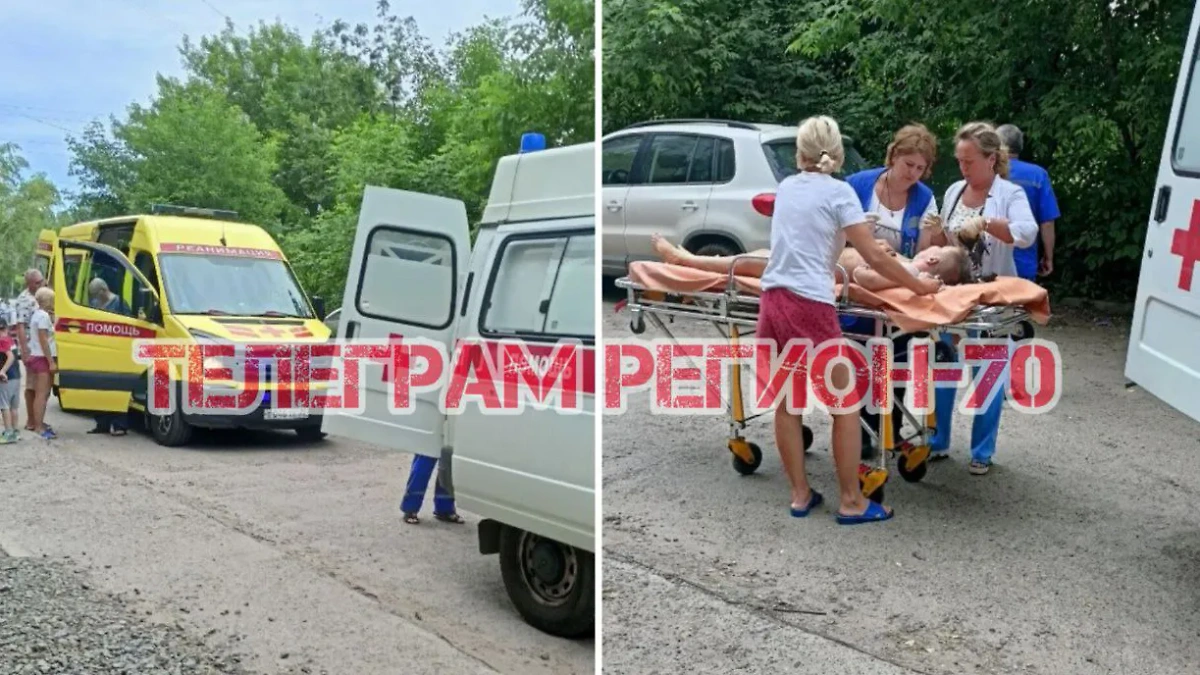 В Томске мальчика увозят в больницу после падения с десятого этажа. Фото © Telegram / Регион-70 Томск