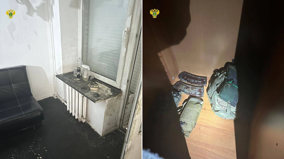 Кадры из квартиры, где был зарегистрирован подозреваемый в убийстве на западе Москвы. Обложка © Telegram / Прокуратура Москвы