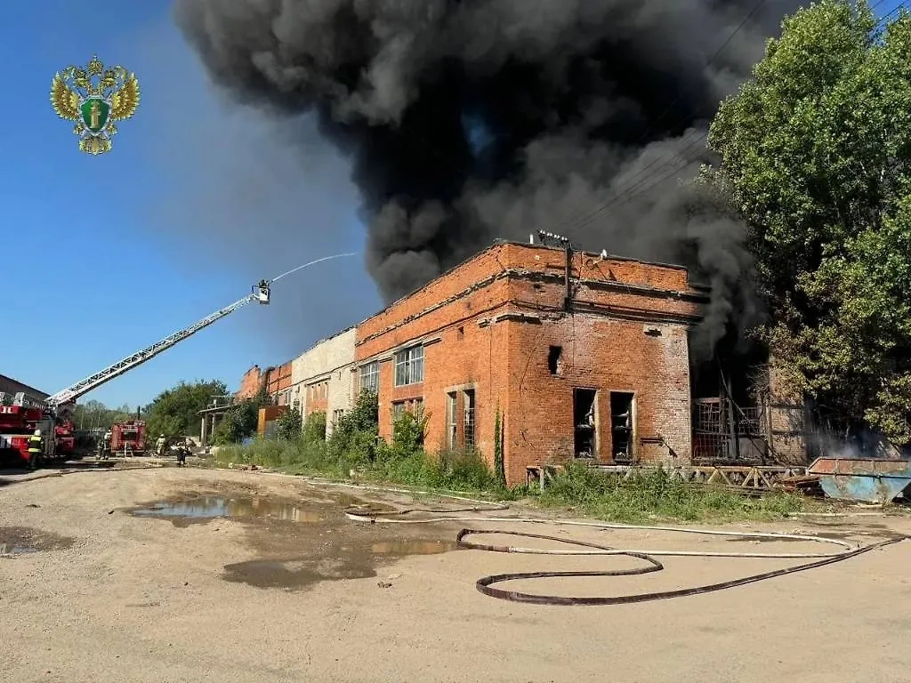В Химках горит здание склада. Обложка © Telegram / Прокуратура Московской области