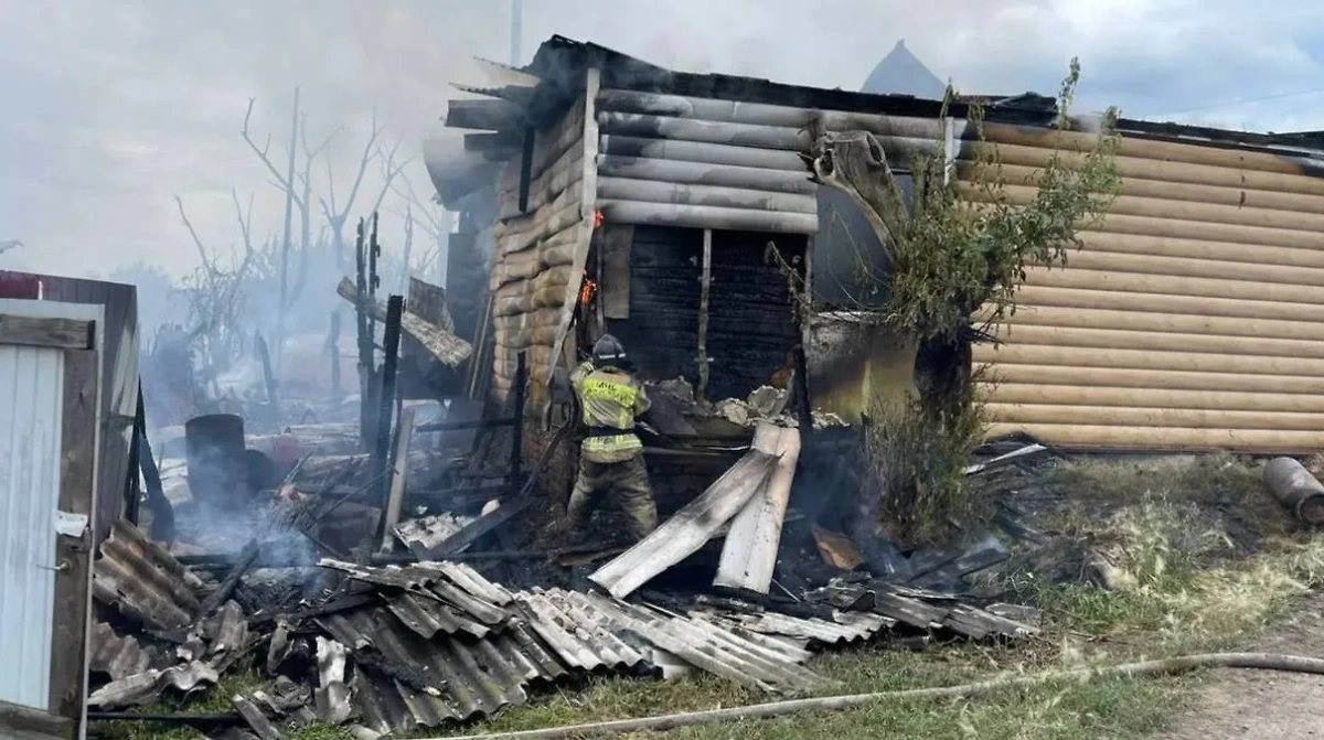  В Омске в результате пожара в частном секторе сгорело 6 домов. Обложка © Telegram / 