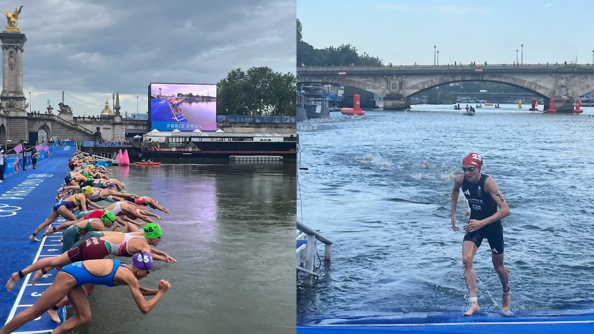 Женские соревнования по триатлону на Олимпиаде в Париже. Обложка © X / World Triathlon