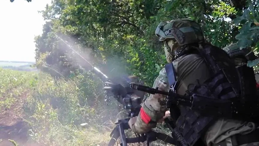 Российский военнослужащий в Курской области. Фото © ТАСС / Пресс-служба Минобороны РФ