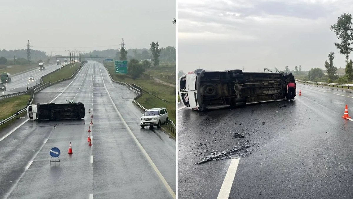 Место ДТП с пассажирским автобусом в Ступине. Обложка © Telegram / Подмосковная полиция