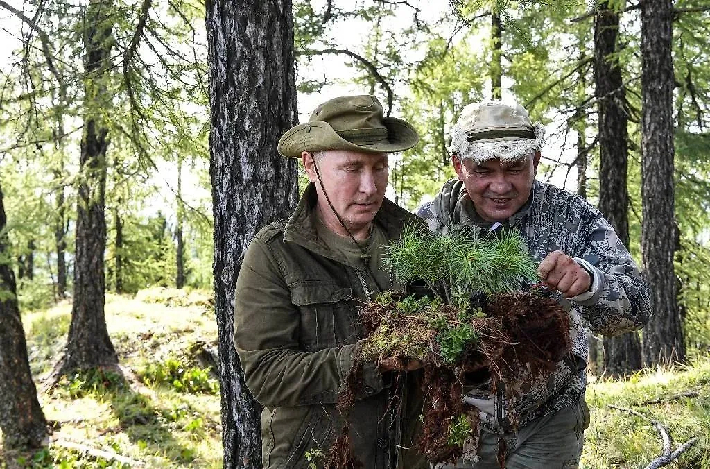 Владимир Путин и Сергей Шойгу в Туве. Обложка © ТАСС / Никольский Алексей