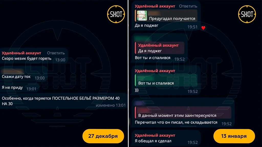 Чат сотрудников, куда Роман присылал сообщения с угрозами. Фото © T.me / SHOT qqxidqdiqruiqhxkmp